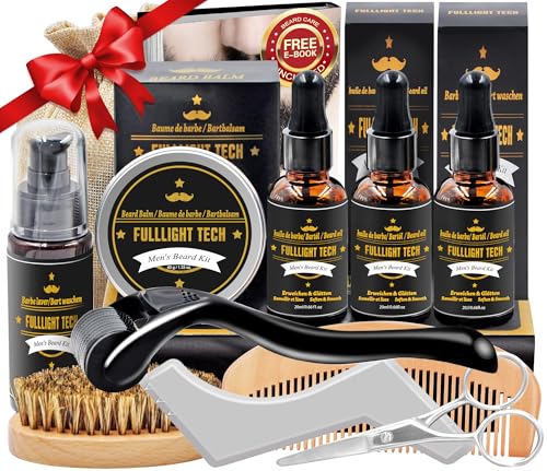 Bartpflege Set für Männer,Bart Set Geschenk Herren mit Bartroller, Bartshampoo, Bartöl, Bart Balsam, Bartkamm, Bartbürste,Bartschere,Bartschablonen,Papa Geschenk für Männer Weihnachten Geburtstag Bartpflege Set für Männer,Bart Set Geschenk Herren mit Bartroller, Bartshampoo, Bartöl, Bart Balsam, Bartkamm, Bartbürste,Bartschere,Bartschablonen,Papa Geschenk für Männer Weihnachten Geburtstag von FULLLIGHT TECH