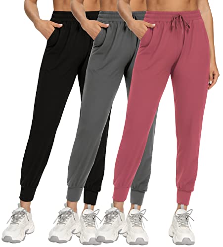 FULLSOFT 3er-Pack Jogginghose für Damen, Jogginghose mit Taschen, athletische Leggings für Workout, Yoga, Laufen von FULLSOFT