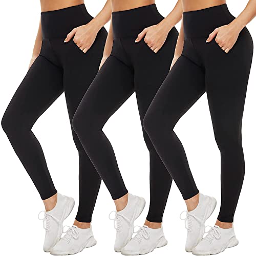 FULLSOFT 3er-Pack Leggings für Damen, nicht durchsichtig, hohe Taille, Bauchkontrolle, Laufen, Yogahose von FULLSOFT