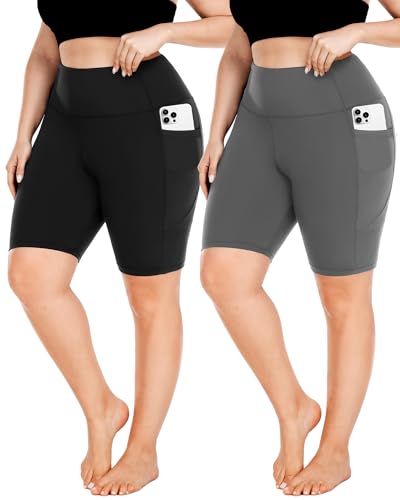 FULLSOFT Biker-Shorts in Übergröße für Damen, hohe Taille, XL-4X, Bauchkontrolle, Damen-Shorts mit Taschen, Leggings, Schwarz+Dunkelgrau, XXL-Mehr Kurz FULLSOFT Biker-Shorts in Übergröße für Damen, hohe Taille, XL-4X, Bauchkontrolle, Damen-Shorts mit Taschen, Leggings, Schwarz+Dunkelgrau, XXL-Mehr Kurz von FULLSOFT