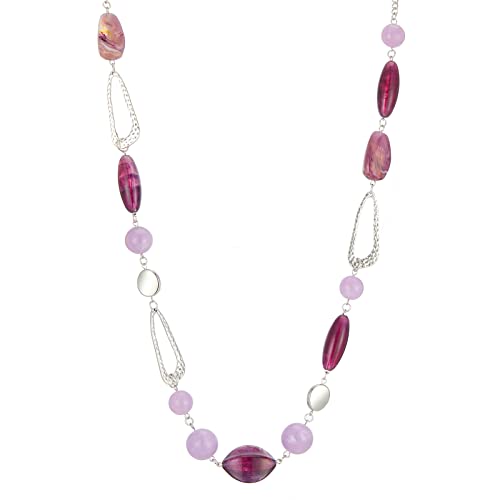 FULU AUTUMN Lange Perlenkette Damen Boho Lange Stein Kette Statement Schmuck Beste Freundin Geschenke(07-Purple) von FULU AUTUMN
