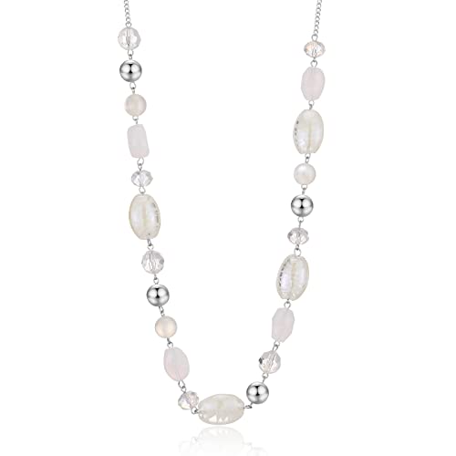 FULU AUTUMN Lange Perlenkette Damen Boho Lange Stein Kette Statement Schmuck Beste Freundin Geschenke(10-White) von FULU AUTUMN