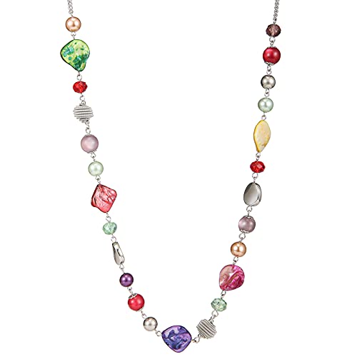 FULU AUTUMN Lange Perlenkette Damen Boho Lange Stein Kette Statement Schmuck Beste Freundin Geschenke(Colorful) von FULU AUTUMN