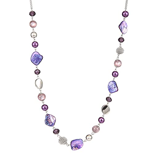 FULU AUTUMN Lange Perlenkette Damen Boho Lange Stein Kette Statement Schmuck Beste Freundin Geschenke(Purple) von FULU AUTUMN