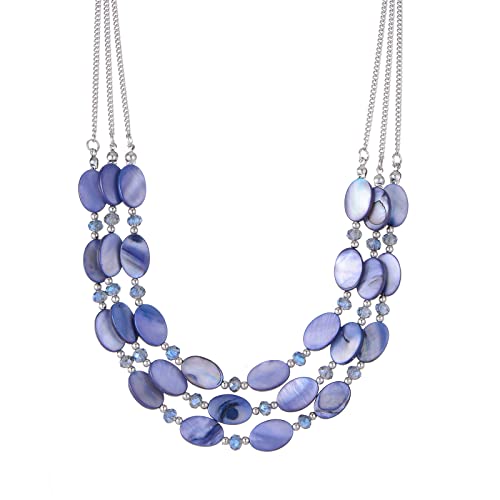 FULU AUTUMN Steine Perlenkette Damen Statement Kette mit Kristall Choker Boho Schmuck Die Besten Geschenke für Mütter(01-Blue) von FULU AUTUMN