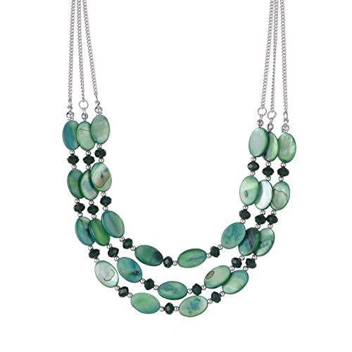 FULU AUTUMN Steine Perlenkette Damen Statement Kette mit Kristall Choker Boho Schmuck Die Besten Geschenke für Mütter(Green) von FULU AUTUMN