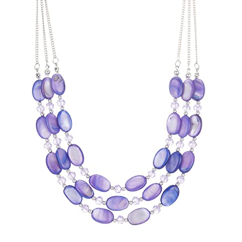 FULU AUTUMN Steine Perlenkette Damen Statement Kette mit Kristall Choker Boho Schmuck Die Besten Geschenke für Mütter(Purple) von FULU AUTUMN