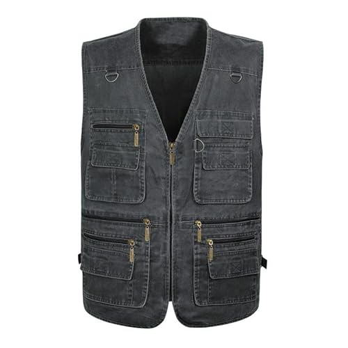 FULUJIDI Weste Vest Herren Jeansweste Baumwollweste Casual Multi Pocket Fotografie Outdoor Herrenweste Übergröße 7XL Grau 1 FULUJIDI Weste Vest Herren Jeansweste Baumwollweste Casual Multi Pocket Fotografie Outdoor Herrenweste Übergröße 7XL Grau 1 von FULUJIDI