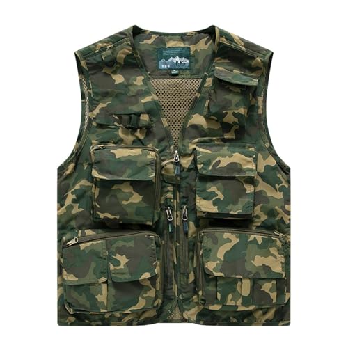FULUJIDI Weste Vest Schnelltrocknende Weste Mit Mesh Und Mehreren Taschen Zum Angeln Übergroße Herrenweste 7XL Camouflage Khaki FULUJIDI Weste Vest Schnelltrocknende Weste Mit Mesh Und Mehreren Taschen Zum Angeln Übergroße Herrenweste 7XL Camouflage Khaki von FULUJIDI