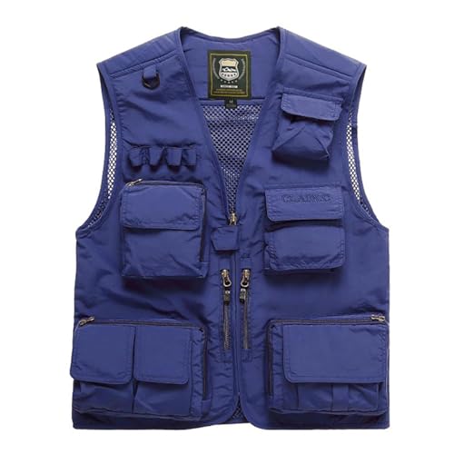FULUJIDI Weste Vest Schnelltrocknende Weste Mit Mesh Und Mehreren Taschen Zum Angeln Übergroße Herrenweste 7XL Royalblau FULUJIDI Weste Vest Schnelltrocknende Weste Mit Mesh Und Mehreren Taschen Zum Angeln Übergroße Herrenweste 7XL Royalblau von FULUJIDI