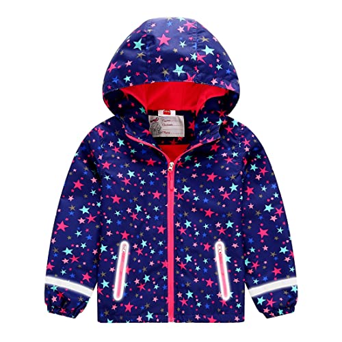 FULUOYIN Jacke Mädchen mit Kapuze Sterne Design Girl Übergangsjacke Windjacke Wasserdichte Gefütterte von FULUOYIN