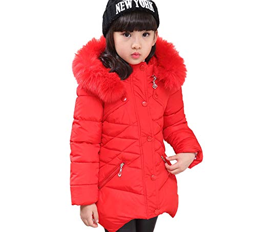 FULUOYIN Mädchen Winterjacke mit Fellkapuze 1 Farbe Einer Jacke Outerwear Verdichte Kinderjacke Wintermantel von FULUOYIN