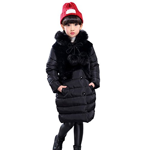 FULUOYIN Mädchen Winterjacke mit Fellkapuze und Fellkugel Design Outerwear Oberbekleidung Verdichte Kinderjacke Wintermantel Mantel Parka von FULUOYIN