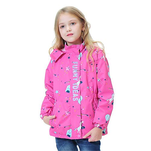 FULUOYIN Übergangsjacke Mädchen mit Warme Fleecefütterung Blume Zebra Print Regenjacke Softshelljacken Wanderjacke Outdoorjacke von FULUOYIN