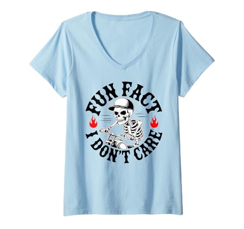 Damen Fun FACT - I Don’T Care X Lustiges Skelett Schädel MTB Biker T-Shirt mit V-Ausschnitt Damen Fun FACT - I Don’T Care X Lustiges Skelett Schädel MTB Biker T-Shirt mit V-Ausschnitt von FUN FACT - I DON’T CARE X Motorradfahrer Motorrad