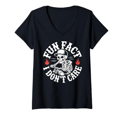 Damen Fun FACT - I Don’T Care X Lustiges Skelett Schädel MTB Biker T-Shirt mit V-Ausschnitt Damen Fun FACT - I Don’T Care X Lustiges Skelett Schädel MTB Biker T-Shirt mit V-Ausschnitt von FUN FACT - I DON’T CARE X Motorradfahrer Motorrad