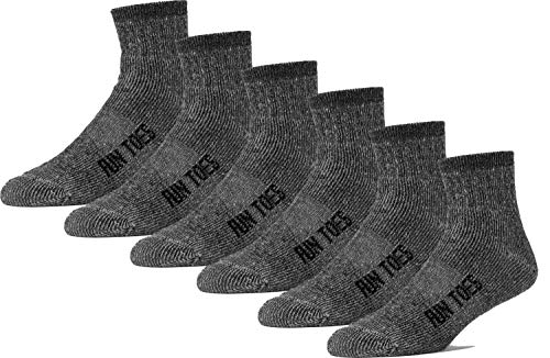 FUN TOES Men's 80% Wool Ankle Socks 6 Pack Strong Arch Support Winter Cushioned Bottom Ideal for Hiking (Black, Men's 10-13) von FUN TOES