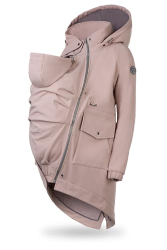 fun2bemum 5in1 PARKA Softshell Mantel,Coat,Umstandsjacke, FRONT/BACK Baby Tragejacke, Multifunktion DUST PINK (M) von fun2bemum