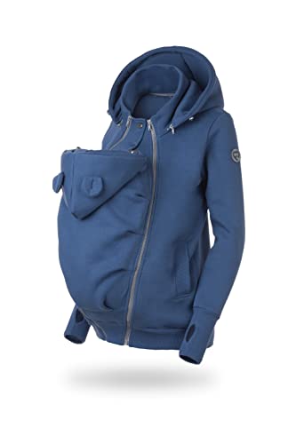 fun2bemum Baby Tragejacke für Mama Känguru Kapuze Jeans Blau VORNE/HINTEN (S) von fun2bemum