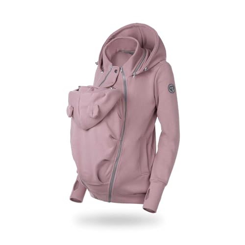 fun2bemum Baby Tragejacke für Mama Känguru Kapuze Pola Dust Pink VORNE/HINTEN (XL) von fun2bemum