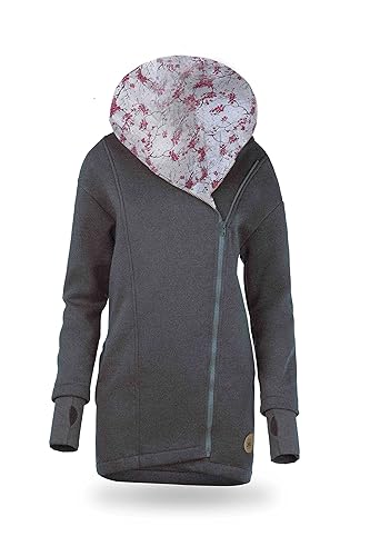 fun2bemum Kaya 3in1 Tragemantel Tragejacke Umstandsmantel vorne/hinten Graphite/Kirschblume (XS/S) von fun2bemum