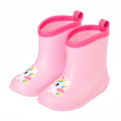 FUNCOO PLUS Baby Rosa Kinder Gummistiefel für Jungen Mädchen, Kleine Kinder Einhorn Gummistiefel Regenstiefel Gummistiefel Wasserdichte Stiefel 1-6 Jahre von FUNCOO PLUS