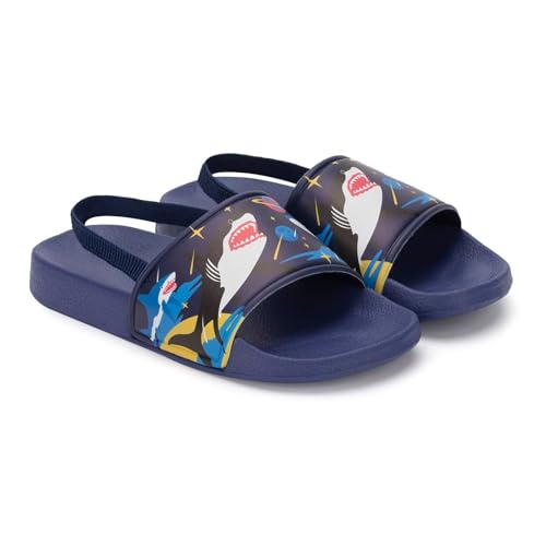 FUNCOO PLUS Blau Badelatschen Kinder Leichtgewicht Badeschlappen Rutschfest Badesandalen Mädchen Sommer Flache Hausschuhe Jungen Badeschuhe Für Kleinkinder,Größe 26-27 von FUNCOO PLUS
