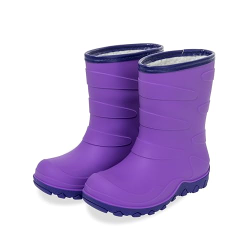 FUNCOO PLUS Mädchen Jungen Winter Warm Fleece gefüttert Gummistiefel Kinder Regen Schneestiefel Gummistiefel Größe 32 von FUNCOO PLUS