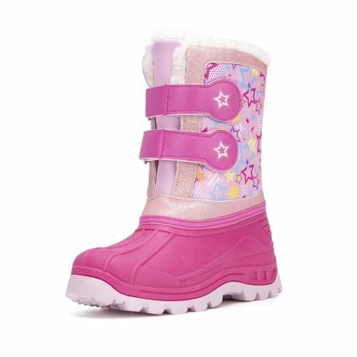 FUNCOO PLUS Thermo Wasserdichte Mädchen Stiefel,Anti-Rutsch Warme Schuhe，Winter Im Freien Gummistiefel Kinder von FUNCOO PLUS