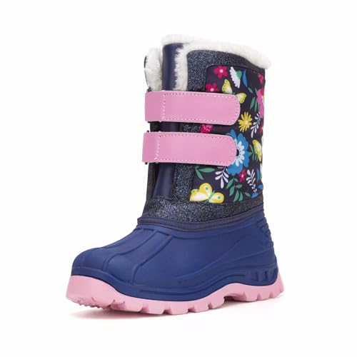 FUNCOO PLUS Thermo Wasserdichte Mädchen Stiefel,Anti-Rutsch Warme Schuhe，Winter Im Freien Gummistiefel Kinder von FUNCOO PLUS