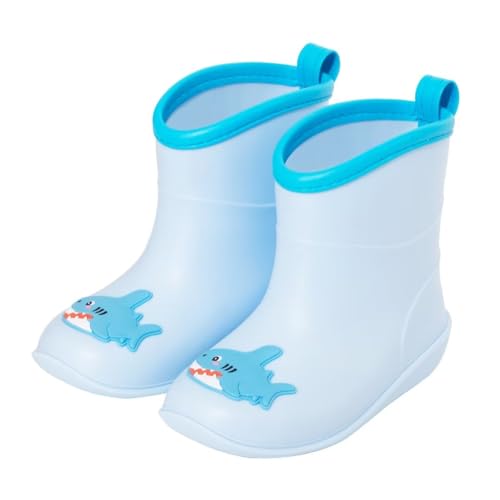 FUNCOO PLUS Kleinkind-Baby-Blau-Gummistiefel für Jungen und Mädchen, kleine Kinder-Tierhai-Gummistiefel, Säuglings-Regenstiefel, Gummistiefel, wasserdichte Stiefel, 1-6 Jahre von FUNCOO PLUS