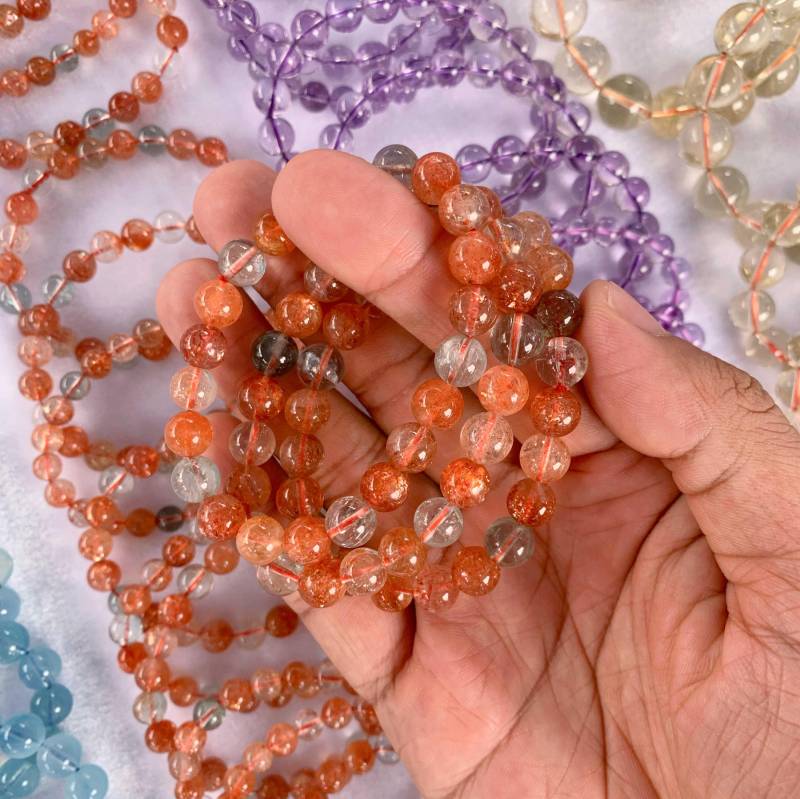 1Pc Natural Arusha & Sunstone Bracelet 8mm | Healing Crystal Gift Set With Box Romantic Spiritual Jewelry Positive Energy von FUNCRYSTAL