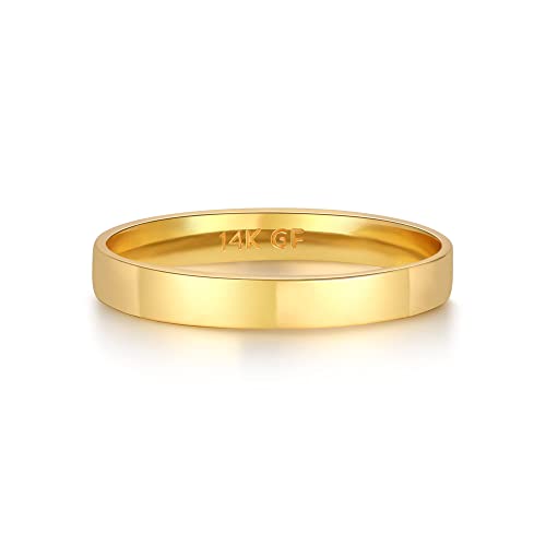 FUNEIA 14K Gold Filled Band Ring for Damen Herren Stapelringe 1mm 2mm 3mm 4mm 5mm Flache Gold Fingerring Wasserfest Statement Verlobungsringe Ehering Comfort Fit Größe 52-62 von FUNEIA