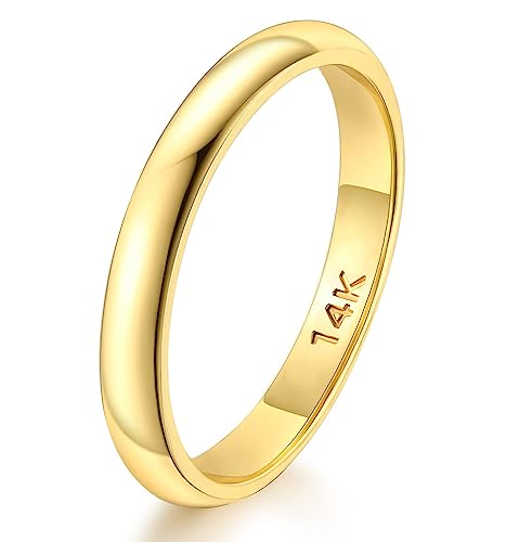 FUNEIA 14K Ring Gold für Damen Herren Vergoldete Band Ringe Frauen 2mm 3mm 4mm 5mm 6mm 8mm 10mm Eheringe Gold Stapelbare Engagement Statement Knuckle Finger Ring Comfort Fit Größe 5-11 von FUNEIA