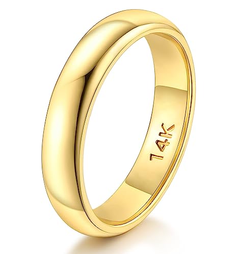 FUNEIA 14K Ring Gold für Damen Herren Vergoldete Band Ringe Frauen 2mm 3mm 4mm 5mm 6mm 8mm 10mm Eheringe Gold Stapelbare Engagement Statement Knuckle Finger Ring Comfort Fit Größe 5-11 von FUNEIA