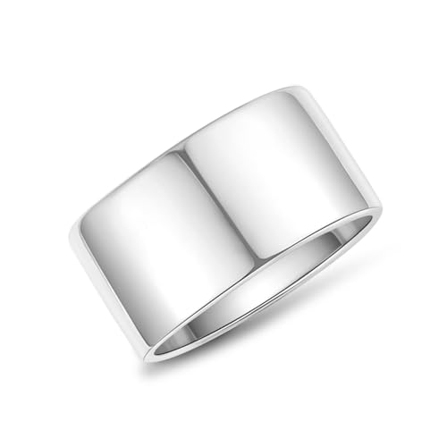 FUNEIA 18K Gold Silber Ringe Damen Herren Breit 12MM Bandring Daumenring Fingerring für Frauen Männer Klassisch Unisex Hochglanzpolitur Schmuck Bequeme Passform Größe 52-62 (Silber, 65（20.6）) von FUNEIA