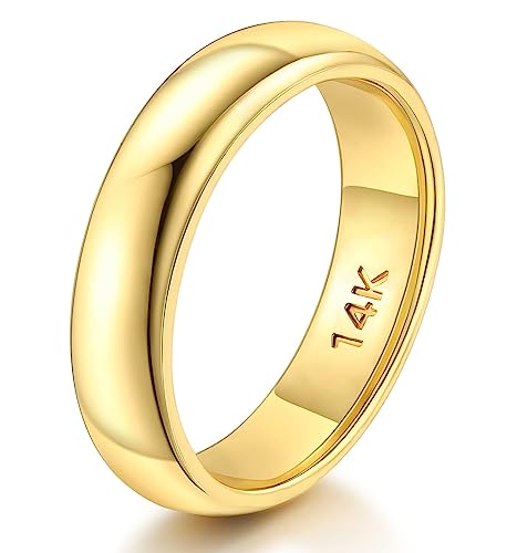 FUNEIA 18K Gold gefüllter Ring, der flachen Band Ring für Frauen stapelt von FUNEIA