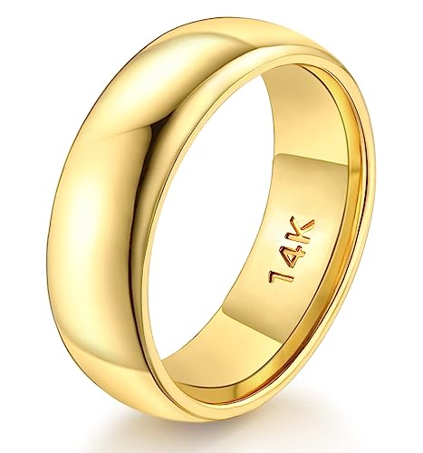 FUNEIA 26K Gold gefüllter Ring, der flachen Band Ring für Frauen stapelt von FUNEIA