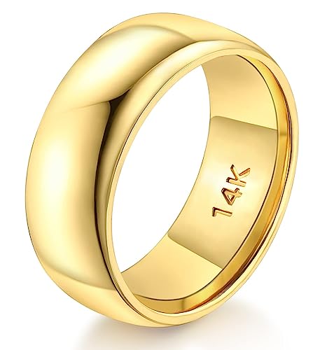 FUNEIA 33K Gold gefüllter Ring, der flachen Band Ring für Frauen stapelt von FUNEIA
