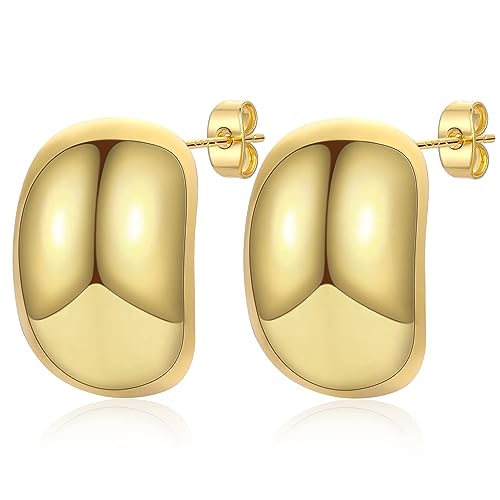 FUNEIA Gold Ohrringe 14K Vergoldete Chunky Tropfen Ohrringe Gold Silber Damen Frauen Goldene Earrings for Women Leichte Waterdrop Hollow Open Statement Modeschmuck Ohrringe (Gold A) von FUNEIA