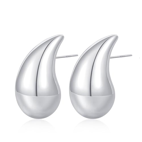 FUNEIA Gold Ohrringe 14K Vergoldete Chunky Tropfen Ohrringe Gold Silber Damen Frauen Goldene Earrings for Women Leichte Waterdrop Hollow Open Statement Modeschmuck von FUNEIA