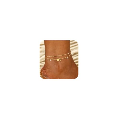 FUNEIA Fußkettchen für Damen Gold Fussketten für Frauen Wasserfest Fußkette Boho Verstellbar Fußkettche Kinder Mädchen Sommer Strand Fußschmuck Geschenke von FUNEIA