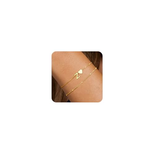 FUNEIA Armband Damen Gold Armband mit Buchstaben Herz 18K Vergoldet Personalisiert Charm Armbänder Set Goldenes Armkette Initiale Wasserfest Schmuck Geschenke für Frauen Teenager Mädchen FUNEIA Armband Damen Gold Armband mit Buchstaben Herz 18K Vergoldet Personalisiert Charm Armbänder Set Goldenes Armkette Initiale Wasserfest Schmuck Geschenke für Frauen Teenager Mädchen von FUNEIA