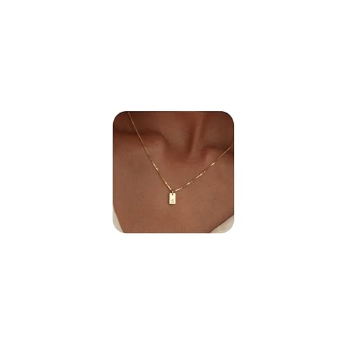 FUNEIA Gold Silber Kette mit Buchstaben Damen Halskette Initialen 14 Karat Vergoldet Hypoallergene Namenskette Anhänger A-Z Buchstabenkette Schmuck Geschenke für Frauen Mädchen (Gold S) von FUNEIA