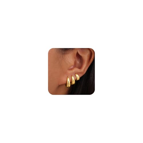 FUNEIA Creolen Set - 3 Paar Silber 925 / Gold Damen Ohrringe, 14K Vergoldet, Hypoallergen, Wasserfest, Für Mehrere Ohrlöcher, Mini Piercings Schmuck FUNEIA Creolen Set - 3 Paar Silber 925 / Gold Damen Ohrringe, 14K Vergoldet, Hypoallergen, Wasserfest, Für Mehrere Ohrlöcher, Mini Piercings Schmuck von FUNEIA