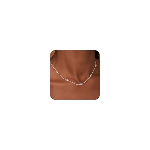FUNEIA Gold Silber Kette Damen 14 Karat Vergoldete Halskette Cubic Zirkonia Choker Herz Schmetterling Blume Kette Hypoallergene Wasserfest Statement Kette Prsonalisiert Modeschmuck Geschenke von FUNEIA