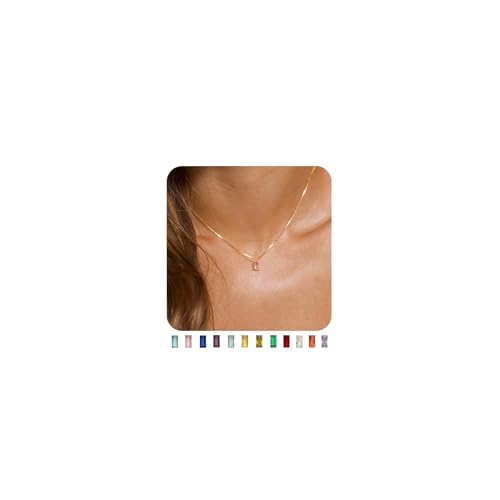 FUNEIA Kette Damen 14K Vergoldete/925 Sterling Silber mit Geburtsstein Anhänger Halskette Gold Silber Exquisit Frau Mädchen Mama Schmuck Geburtstag Hochzeitstag Valentinstag Muttertags Geschenk von FUNEIA