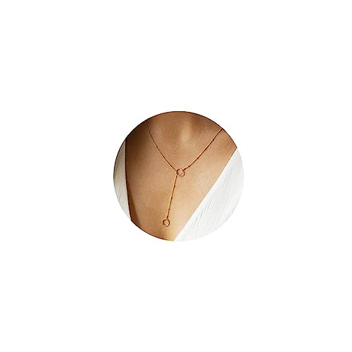 FUNEIA Kette Gold Damen 14K Vergoldete Modeschmuck Kette Lang Y Kette mit Herz Perlen CZ Anhänger Wasserfeste Verstellbare Ankerketten Tropfen Halskette Gold für Frauen Schmuck von FUNEIA