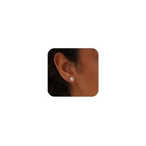 FUNEIA Perlen Ohrringe Silber 925 Stecker Damen Weiße Süßwasserperlen Ohrstecker Gold Silber Stecker Ohrringe mit Perle Wasserfest Hypoallergene Modeschmuck für Frauen Mädchen Braut Geschenk von FUNEIA