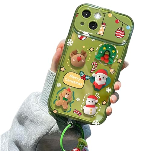 Christmas Tree Pendant Flip Mirror Case Cover for iPhone Christmas Tree Phone Case with Pendant 2023 New Christmas Phone Case with Pendant and Flip Mirror for iPhone (12,Green) von FUNFOB